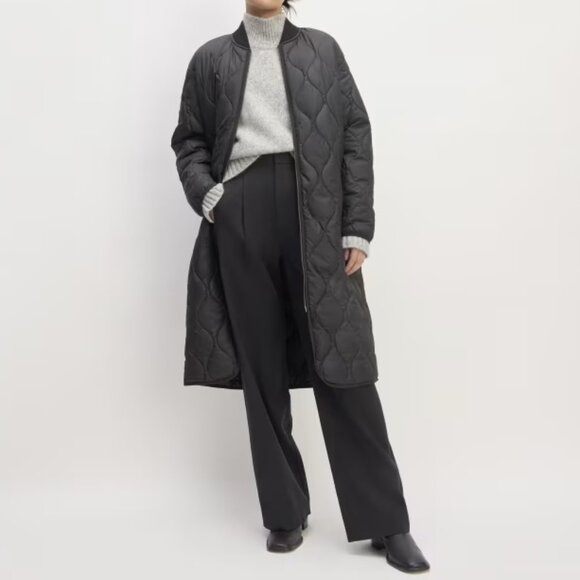 Everlane Jackets & Blazers - Everlane The Renew Quilted Long Liner Jacket Black XL